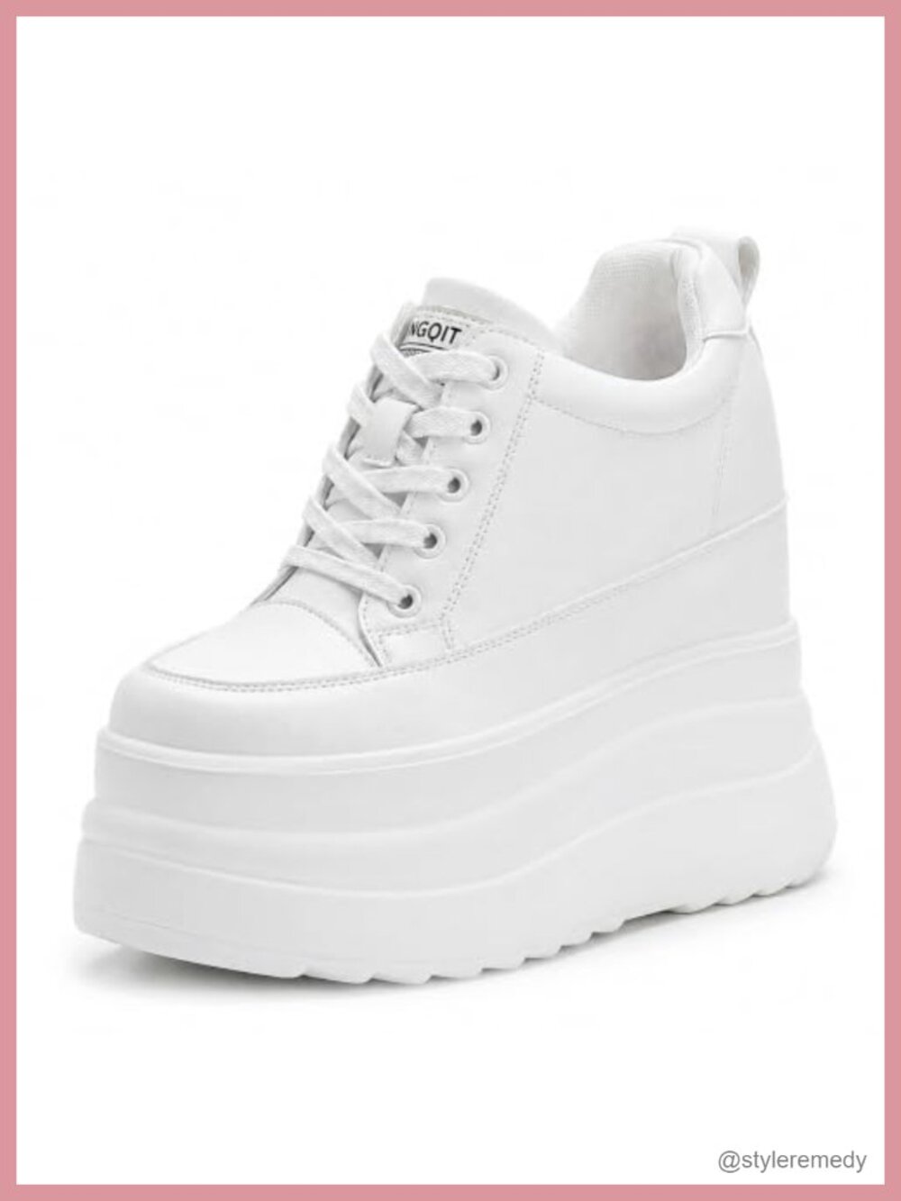 Platform Sneakers Hidden Wedge Chunky Sole Lace-Up Casual Walking Shoes
